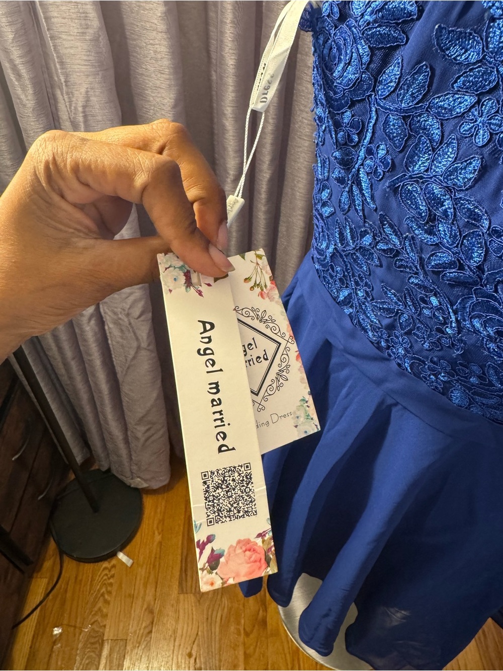 Angel Married Royal Blue Embroidered Lace Chiffon Dress NWT 22W - Picture 9 of 10